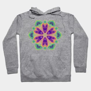 Lotus Kaleidoscope | Harmonograph Green Yellow Purple White Hoodie